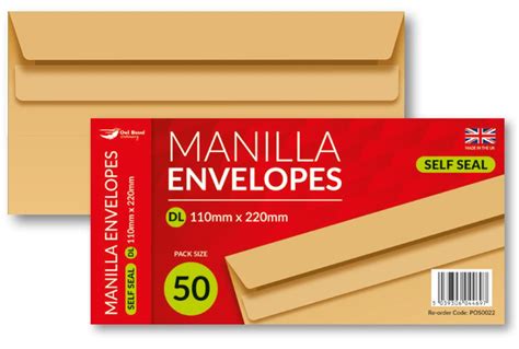 MANILLA SELF SEAL DL ENVELOPES 50 PACK - Colman Wholesale