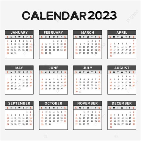 2023 Calendar Planner Vector PNG Images, 2023 Black Calendar, 2023 ...