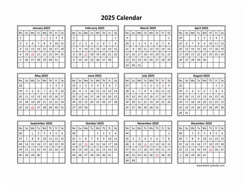 Free Download Printable Calendar 2025 in one page, clean design.