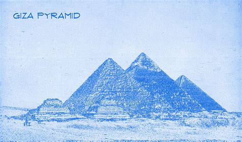 Giza Pyramid - BluePrint Drawing Digital Art by MotionAge Designs