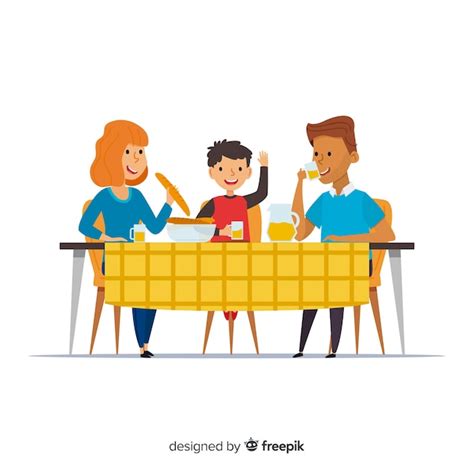 Free Vector | Hand drawn family eating together