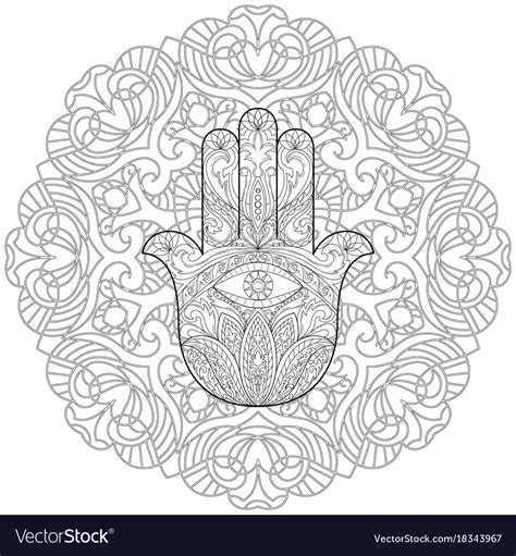 Hand of fatima tattoo with mandala Royalty Free Vector Image