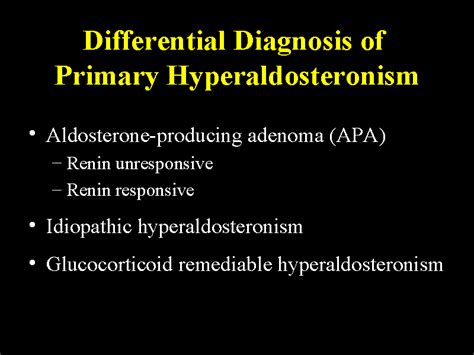 Differential Diagnosis of Primary Hyperaldosteronism