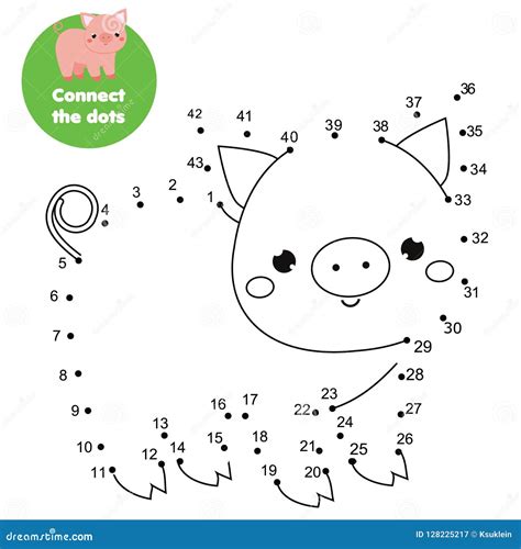 Connect The Dots By Numbers. Educational Game For Children And Kids. Animals Theme, Cartoon Pig ...