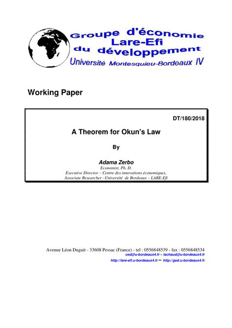 (PDF) A Theorem for Okun's Law