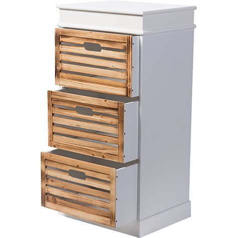 Rochefort 3 Drawers Storage Cabinet - Antique White, Natural | DCG Stores