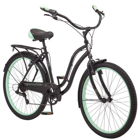 Schwinn Fairhaven Cruiser Bike, 26-inch wheels, 7 speeds, womens frame, Black / Green - Walmart.com