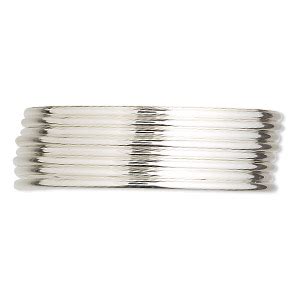 Wire, Argentium® silver, full-hard, round, 12 gauge. Sold per pkg of 5 ...