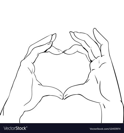 Hands in heart form sketch black and white Vector Image