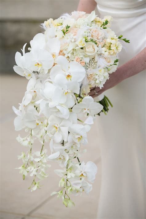 Cascading White Orchid Bridal Bouquet