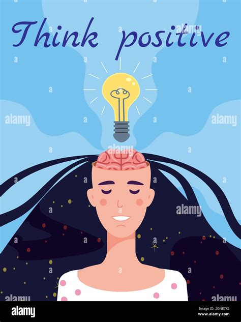 Girl with an open brain opens idea, bulb, a solution to a problem. Positive thinking, creative ...