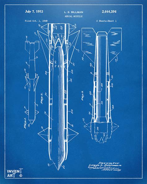 1953 Aerial Missile Patent Blueprint Digital Art by Nikki Marie Smith ...