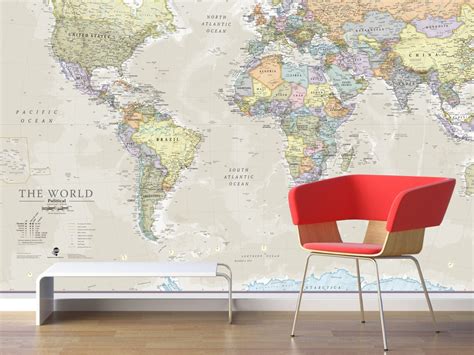 Giant World Map Mural Classic Home Decor Living Room - Etsy