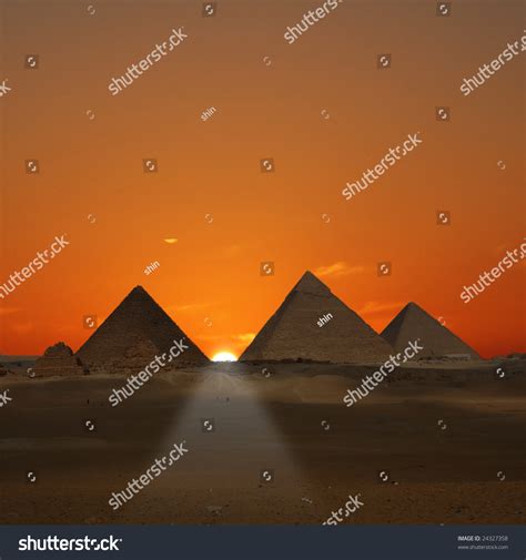 Pyramids Sunrise (Giza, Egypt) Stock Photo 24327358 : Shutterstock