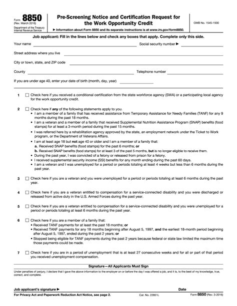 Wotc 8850 Form - Fill Out Digital PDF Sample