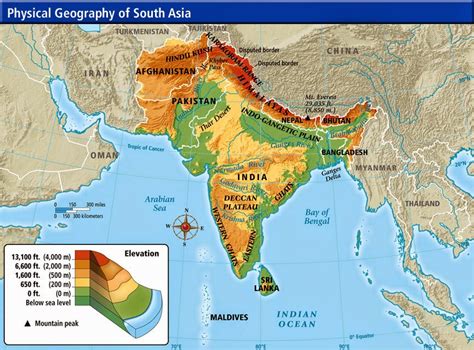 South Asia Physical Maps - Free Printable Maps