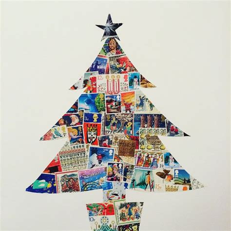 Christmas Tree - postage stamps - artwork collage | Postage stamps ...