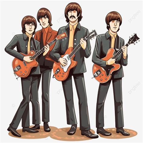 Beatles Clipart Cartoon Of Beatle Band And Their Guitars Vector, Beatles, Clipart, Cartoon PNG ...