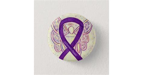 Alzheimer's Disease Purple Ribbon Angel Art Pins | Zazzle.com