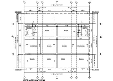 Center Line Foundation Plan Of House Drawing AutoCAD File - Cadbull