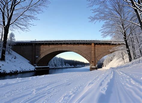 Premium AI Image | Winter bridge