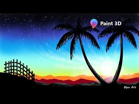 How to Draw - in computer| Paint 3D tutorial | Paint 3D | computer drawing | scenery drawing ...