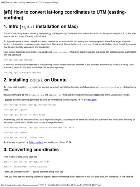 [#R] How to Convert Lat-long Coordinates to UTM (Easting-northing) | Linux | Library (Computing ...