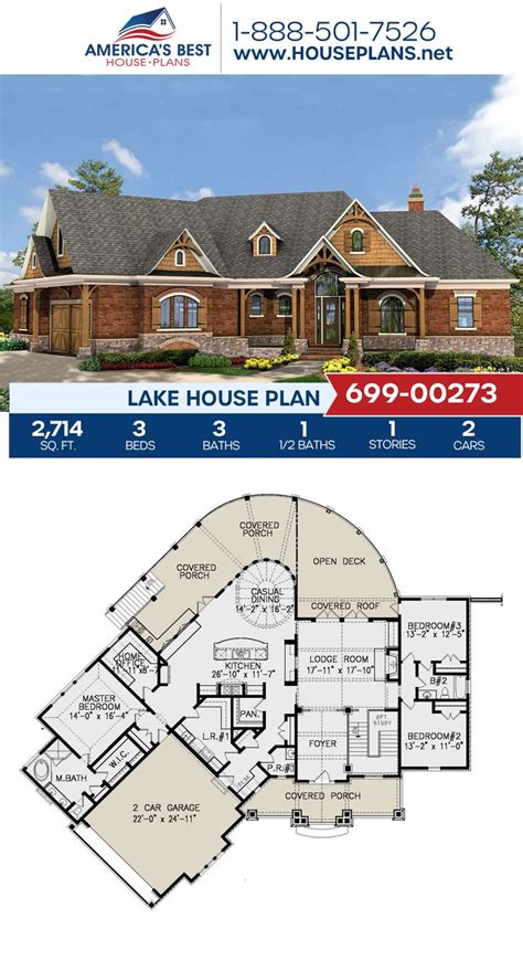 House Plan 699-00273 - Lake Front Plan: 2,714 Square Feet, 3 Bedrooms, 3.5 Bathrooms | Lake ...