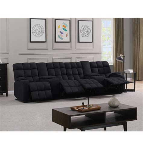 Lark Manor Kropf 133.5'' Wide Home Theater Sofa with Cup Holder ...