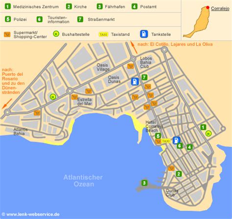 Corralejo on Fuerteventura - Topography including position plan and island map