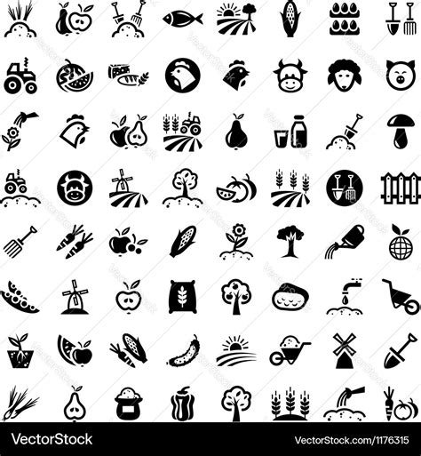 Big agriculture icons set Royalty Free Vector Image