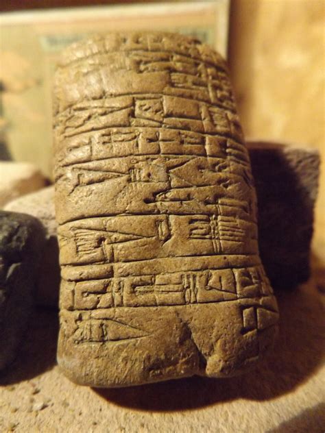 Sumerian cuneiform writing tablets - replica set. Ancient writing of Mesopotamia