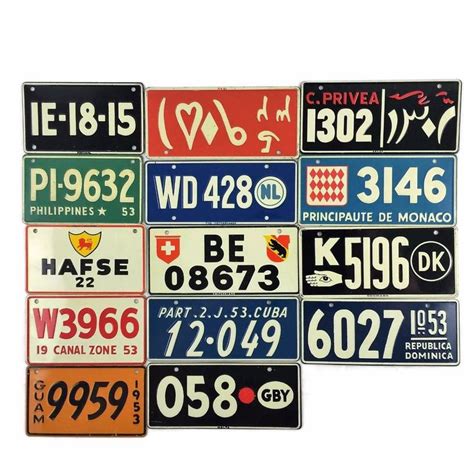 Lot 14 Vintage 1953 Wheaties International Mini License Plates Man Cave Rare Cuba, License ...