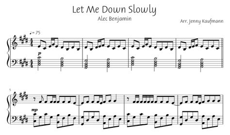 Let Me Down Slowly Piano Sheet Music