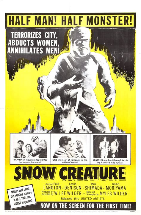 Snow Creature (1954) | Horror movie posters, Movie posters, Movie ...