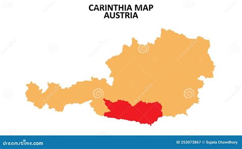 Carinthia Regions Map Highlighted on Austria Map Stock Vector ...