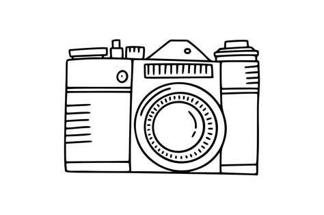 Photo camera doodle icon. Hand drawn vector icon photo concept on white ...