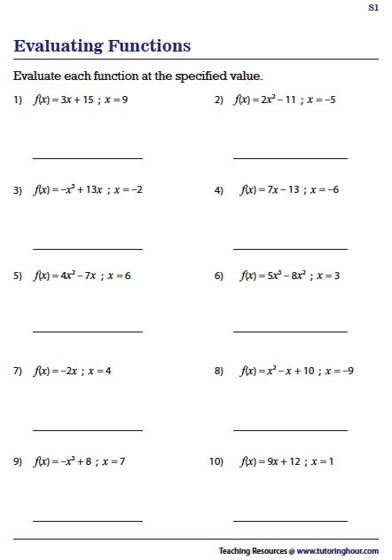 Evaluating Functions Worksheets | Algebra worksheets, Evaluating ...