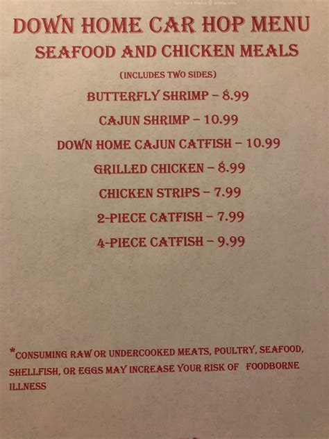 Menu at Down Home Restaurant, Rutledge, Rutledge Pike