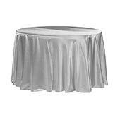 Sleek Satin Tablecloth 108 Round - Silver