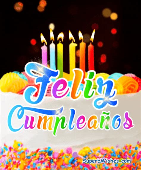 Feliz Cumpleaños Con Corazón Dorado Confetti GIF | SuperbWishes.com