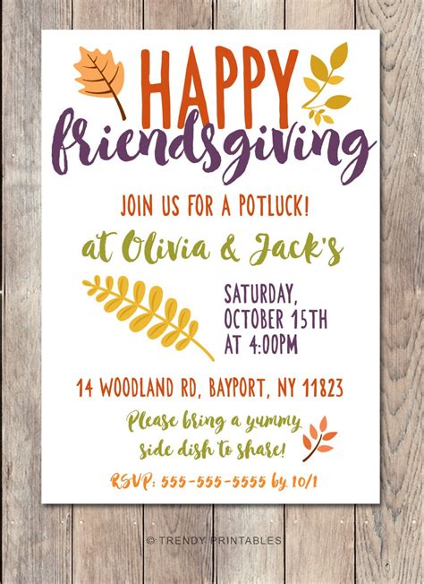 Potluck Invitation, Friendsgiving, Thanksgiving Invitation, Fall Party… Potluck Invitation ...