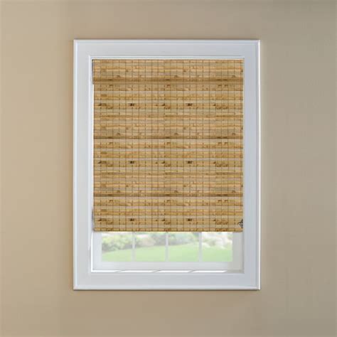 LEVOLOR 36-in Natural Bamboo Light Filtering Roman Shade in the Window ...