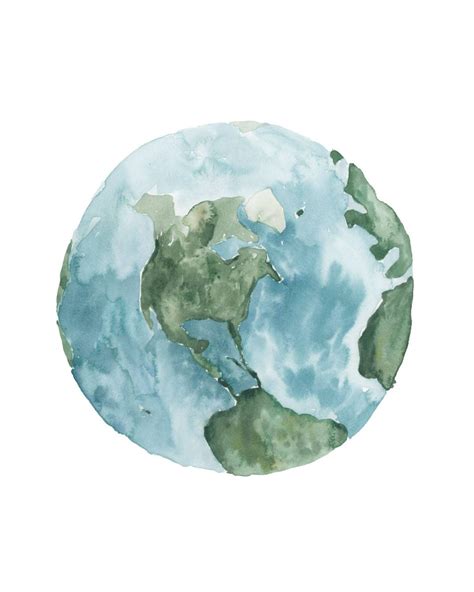 Watercolor Earth Printable - Etsy