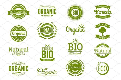 Organic logos. Natural, bio food. | Graphics ~ Creative Market