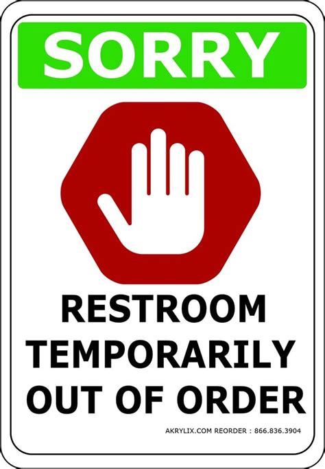 Vinyl PVC Sign - "Sorry Restroom Temporarily Out of Order" - MuseumBoxes