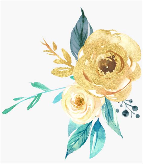 Download Freetoedit Gold Green Watercolor Glitter Flowers Flower - HD ...