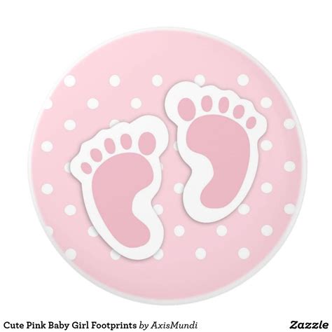 Cute Pink Baby Girl Footprints Ceramic Knob | Zazzle | Baby girl ...