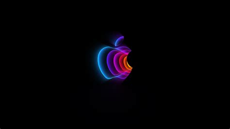 Apple event 2022 colorful apple logo black background