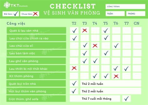 Checklist vệ sinh văn phòng, tòa nhà đầy đủ, chi tiết - TKT Clean